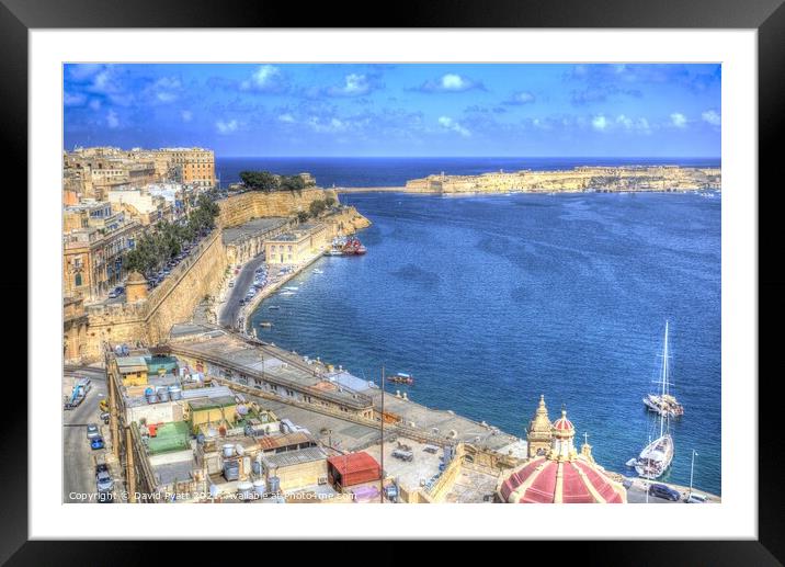 Malta Valletta Harbour  Framed Mounted Print by David Pyatt