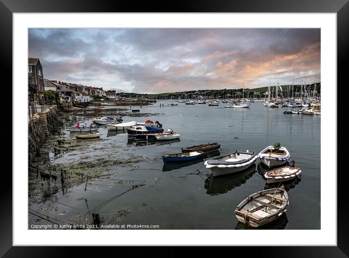 Falmouth Harbour, Cornwall sunset Framed Mounted Print by kathy white
