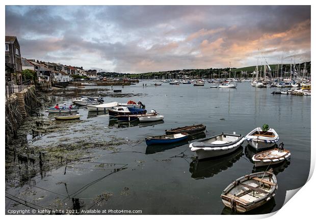 Falmouth Harbour, Cornwall sunset Print by kathy white
