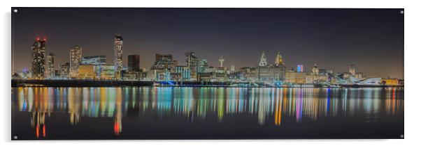 Liverpool City Waterfront Skyline Panorama Acrylic by Martin Noakes