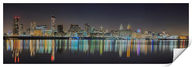 Liverpool City Waterfront Skyline Panorama Print by Martin Noakes