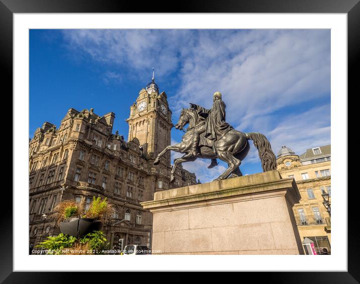 Duke of Wellington statue in Edinburgh Framed Mounted Print by Jeff Whyte