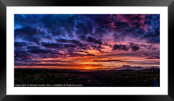 A summer sunset panorama over the outer isles taken from the Isle of Skye Framed Mounted Print by Richard Smith