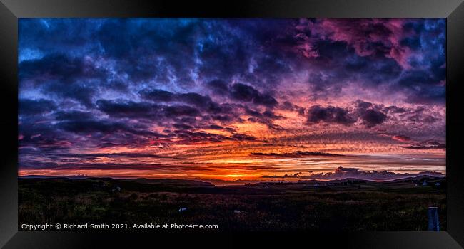 A summer sunset panorama over the outer isles taken from the Isle of Skye Framed Print by Richard Smith