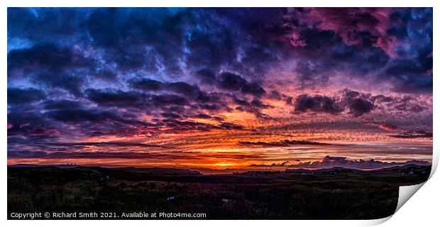A summer sunset panorama over the outer isles taken from the Isle of Skye Print by Richard Smith
