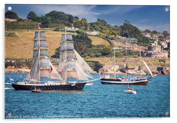 Falmouth Tall Ships Race, Acrylic by kathy white