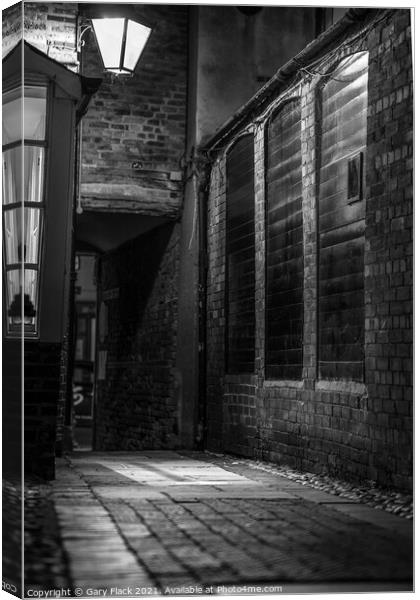 Pawnbrokers alley in Louth at night and in monochr Canvas Print by That Foto