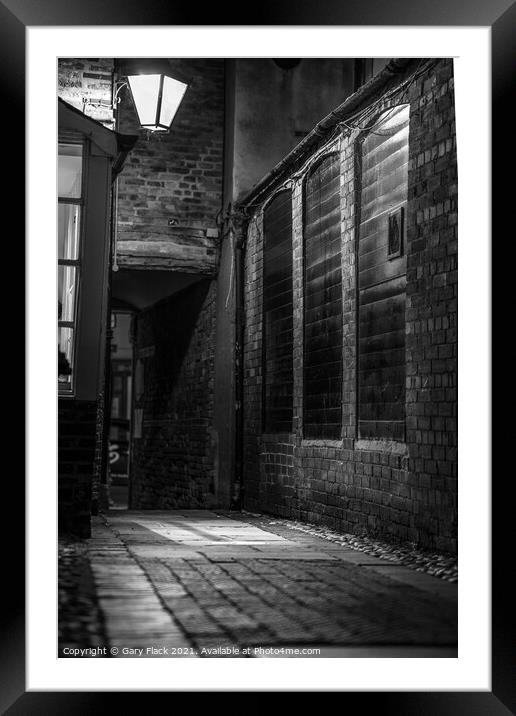 Pawnbrokers alley in Louth at night and in monochr Framed Mounted Print by That Foto
