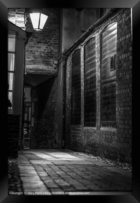 Pawnbrokers alley in Louth at night and in monochr Framed Print by That Foto