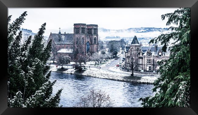 Inverness Cathedral in the Snow Framed Print by John Frid