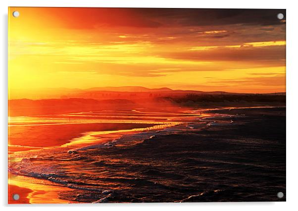 Seaton Sluice Sunset Acrylic by Paul Appleby