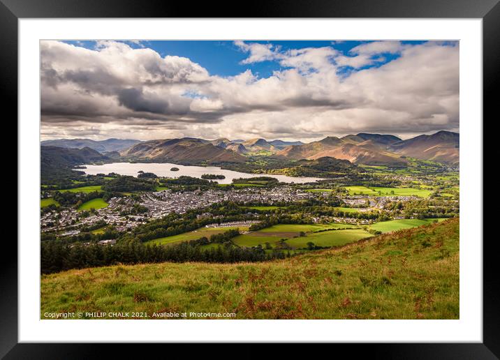 View from Latrigg fell looking towards Keswick and Derwent water 100 Framed Mounted Print by PHILIP CHALK
