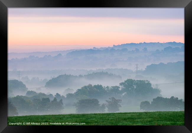 Mist in the valley. Framed Print by Bill Allsopp