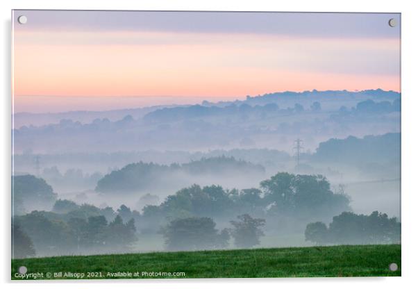 Mist in the valley. Acrylic by Bill Allsopp