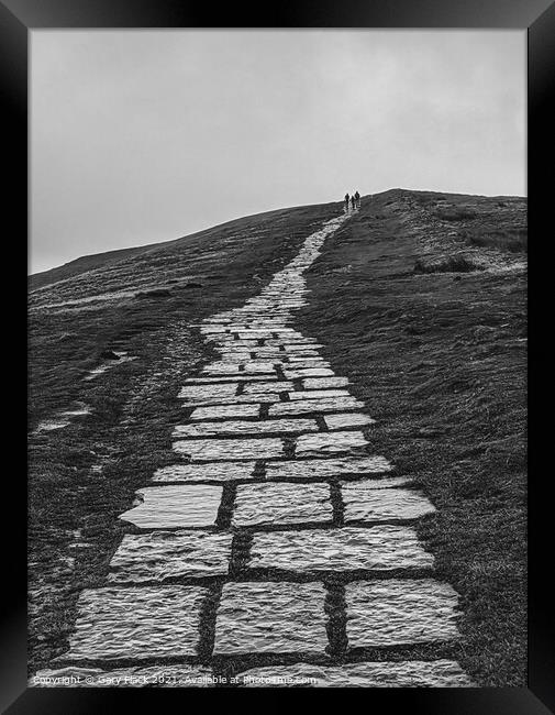 Mam Tor Path in Monochrome to the top of Mam Tor Framed Print by That Foto