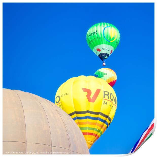 Composition with colored hot air balloons - 2 Print by Jordi Carrio