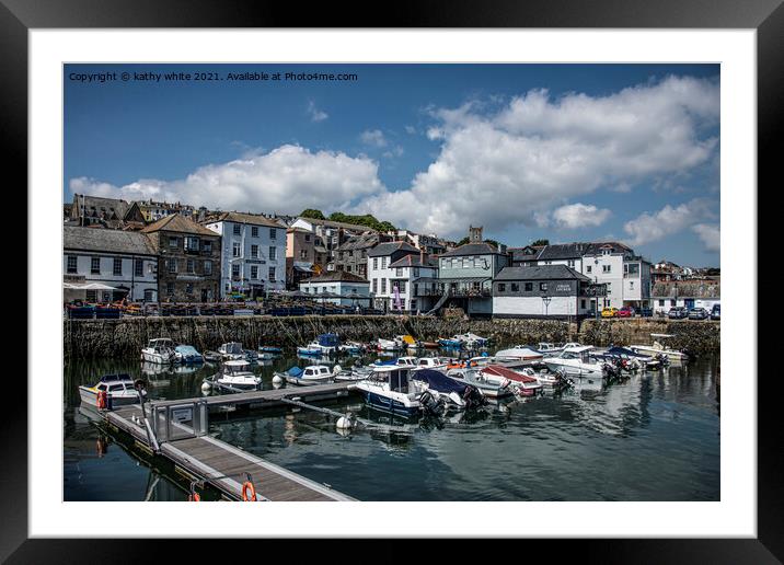 Falmouth Cornwall, boat in the harbour Framed Mounted Print by kathy white