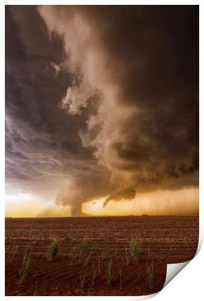 Tornado near the town of Floydada, Texas Print by John Finney