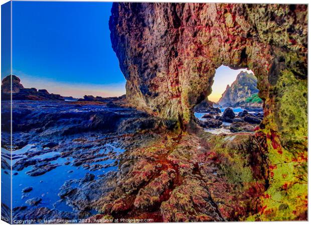Full colored natural rock archway 4 Canvas Print by Hanif Setiawan