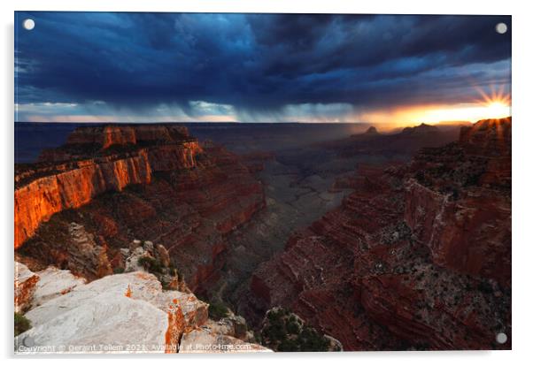 Thunderstorms over south rim, from Cape Royal, north rim, Grand Canyon, Arizona, USA Acrylic by Geraint Tellem ARPS