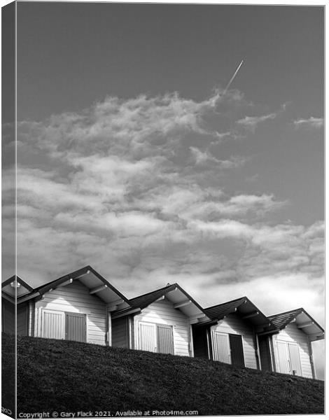 Sun Huts on the beach edge Mablethorpe Canvas Print by That Foto