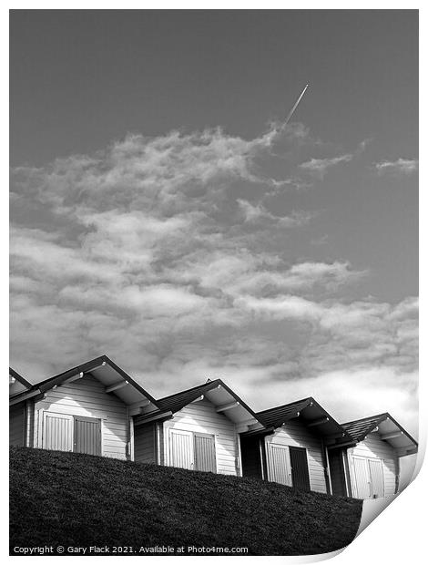 Sun Huts on the beach edge Mablethorpe Print by That Foto