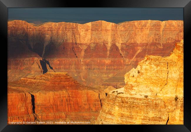 Evening light on cliffs, Grand Canyon, Arizona, USA Framed Print by Geraint Tellem ARPS