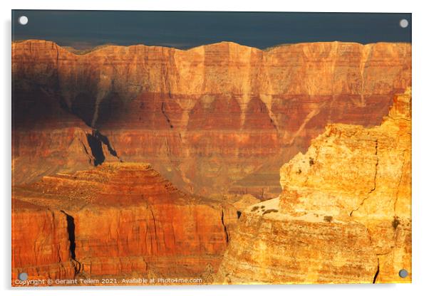 Evening light on cliffs, Grand Canyon, Arizona, USA Acrylic by Geraint Tellem ARPS
