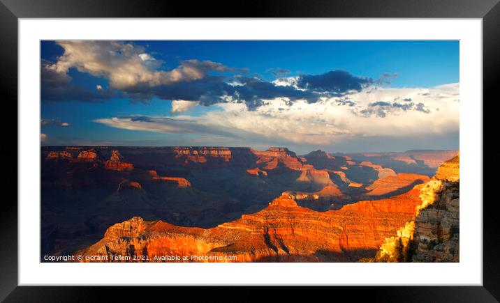 Looking towards Wotan's Throne from south rim, Grand Canyon, Arizona, USA Framed Mounted Print by Geraint Tellem ARPS