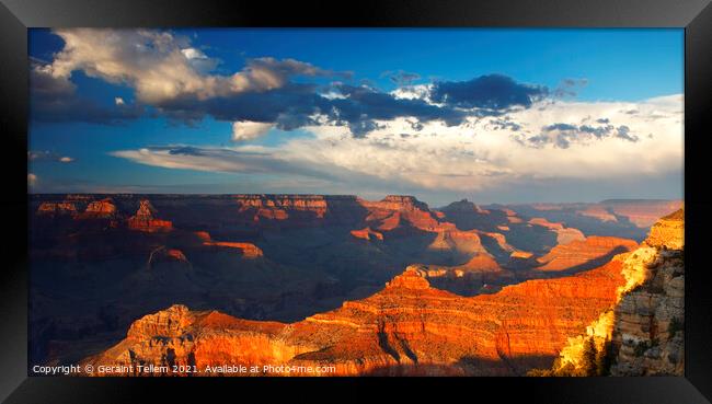 Looking towards Wotan's Throne from south rim, Grand Canyon, Arizona, USA Framed Print by Geraint Tellem ARPS