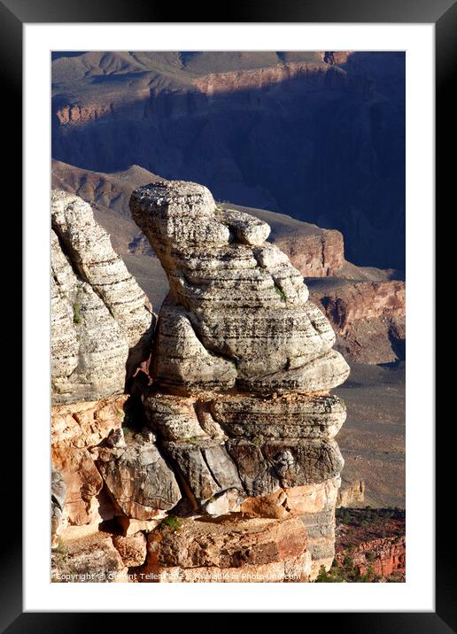 Rock formation near Mather Point, south rim, Grand Canyon, Arizona, USA Framed Mounted Print by Geraint Tellem ARPS