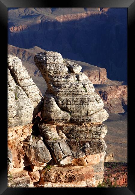 Rock formation near Mather Point, south rim, Grand Canyon, Arizona, USA Framed Print by Geraint Tellem ARPS