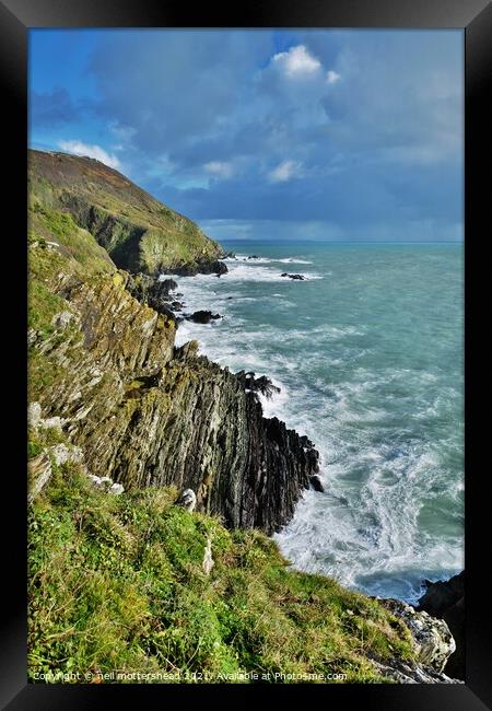 Cornish Cliffs & Clouds. Framed Print by Neil Mottershead