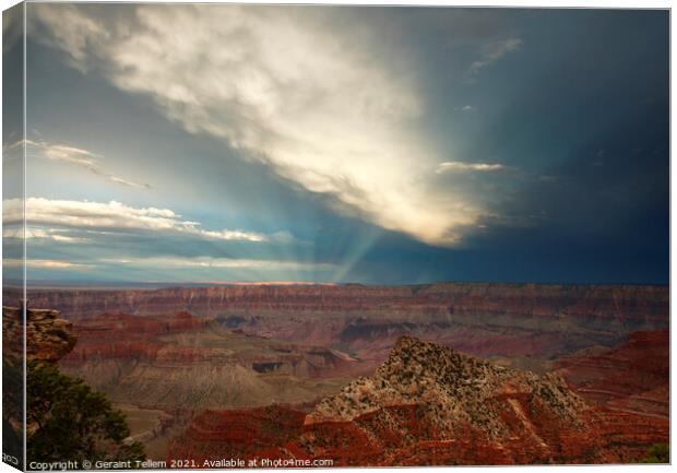 Storm clouds over Grand Canyon from Cape Royal, North Rim, Arizona, USA Canvas Print by Geraint Tellem ARPS