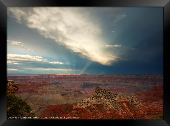 Storm clouds over Grand Canyon from Cape Royal, North Rim, Arizona, USA Framed Print by Geraint Tellem ARPS
