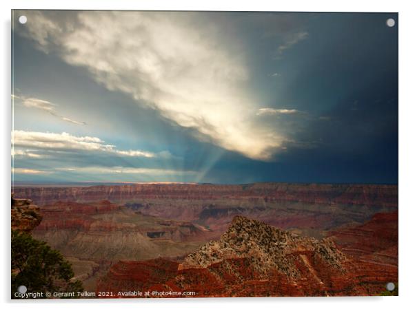 Storm clouds over Grand Canyon from Cape Royal, North Rim, Arizona, USA Acrylic by Geraint Tellem ARPS
