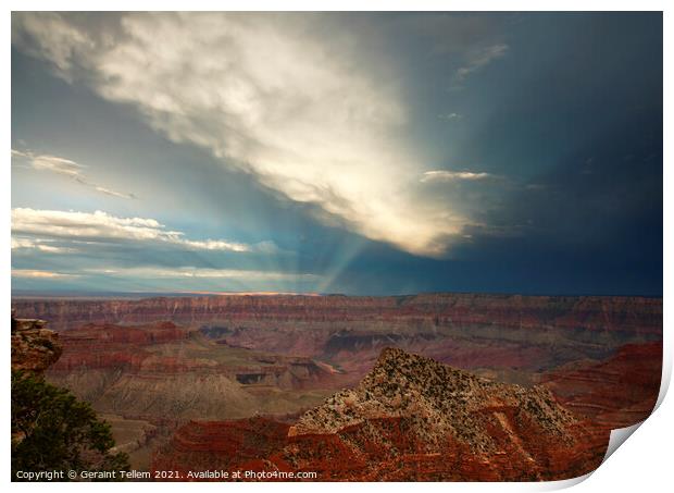 Storm clouds over Grand Canyon from Cape Royal, North Rim, Arizona, USA Print by Geraint Tellem ARPS