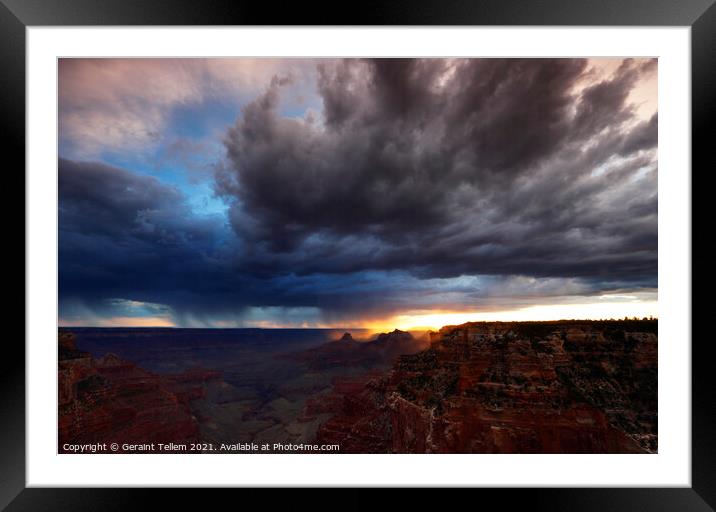 Thunderstorms at sunset over south rim, from Cape  Framed Mounted Print by Geraint Tellem ARPS