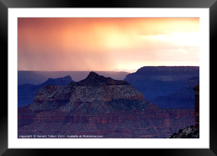 Evening light over Grand Canyon from Cape Royal, north rim, Arizona, USA Framed Mounted Print by Geraint Tellem ARPS