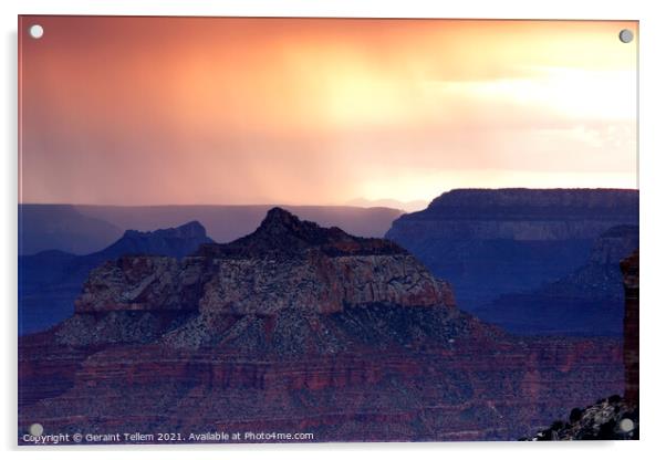 Evening light over Grand Canyon from Cape Royal, north rim, Arizona, USA Acrylic by Geraint Tellem ARPS