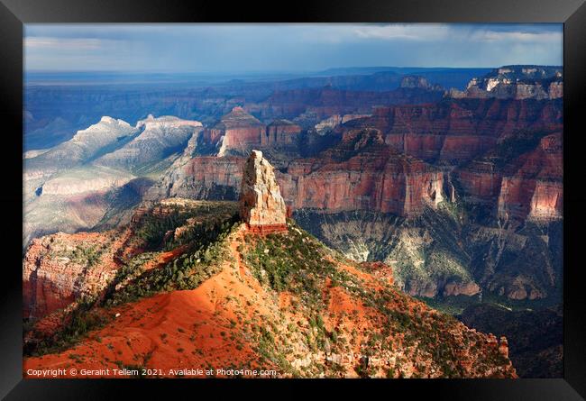 Mount Hayden from Point Imperial, north rim, Grand Canyon, Arizona, USA Framed Print by Geraint Tellem ARPS