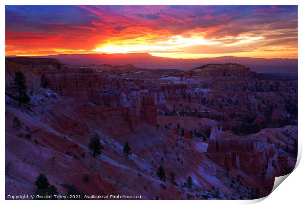 Summer sunrise over Bryce Canyon, Utah, USA Print by Geraint Tellem ARPS
