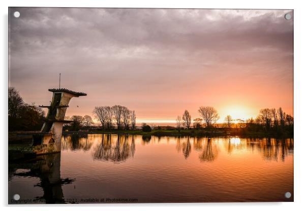Coate Water Sunrise Diving Board Acrylic by Reidy's Photos