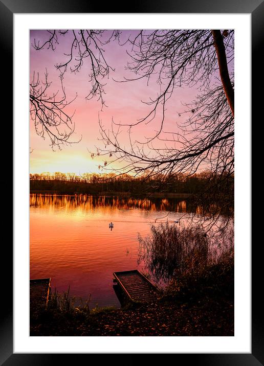 Jetty Sunrise at Coate Water Swindon Framed Mounted Print by Reidy's Photos