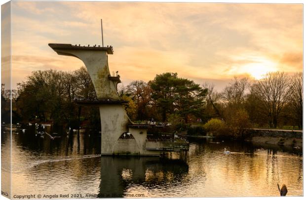 Golden Diving Board at Coate Water Canvas Print by Reidy's Photos