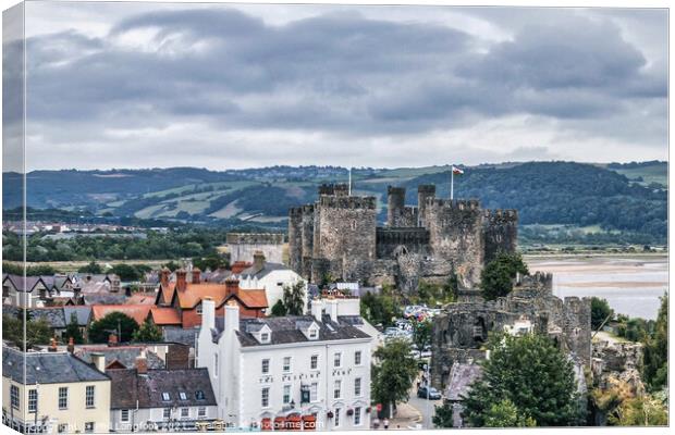 Conway Castle and Town North Wales  Canvas Print by Phil Longfoot