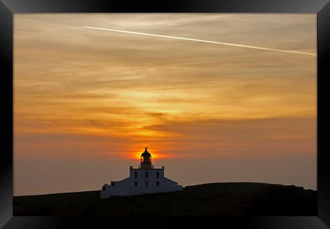 Stoer Head Lighthouse at Sunset Framed Print by Derek Beattie
