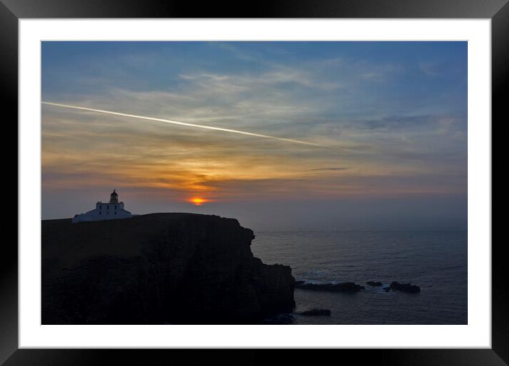 Stoer Head Lighthouse at Sunset Framed Mounted Print by Derek Beattie