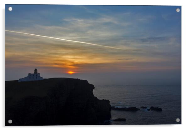 Stoer Head Lighthouse at Sunset Acrylic by Derek Beattie