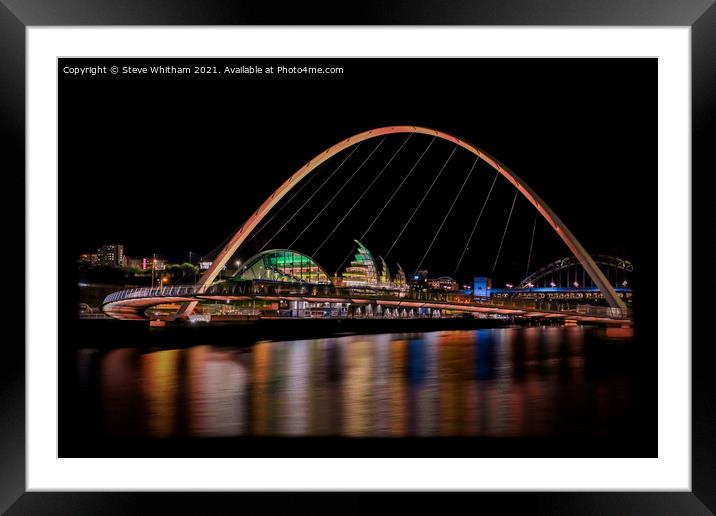 The Iconic Millenium Bridge, Gateshead. Framed Mounted Print by Steve Whitham